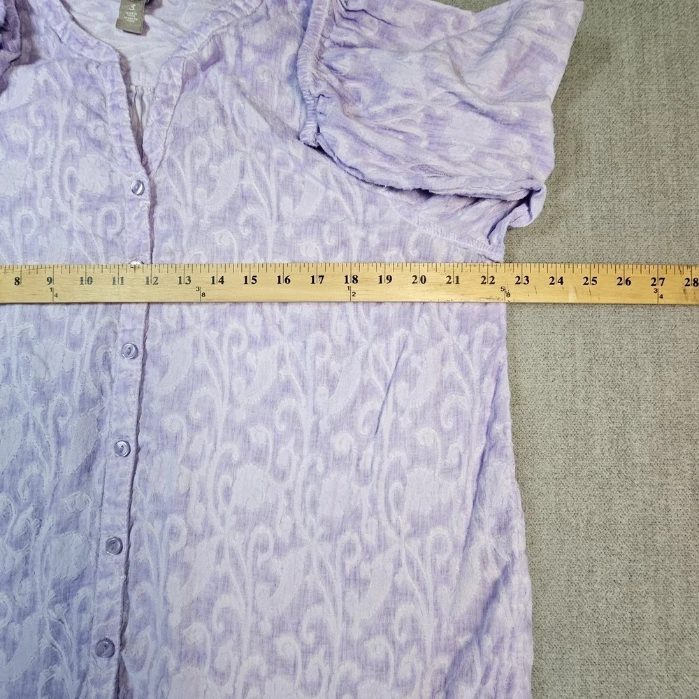 Chicos Women's Purple Blouse 3/4‎ Sleeve 100% Cotton Size 3